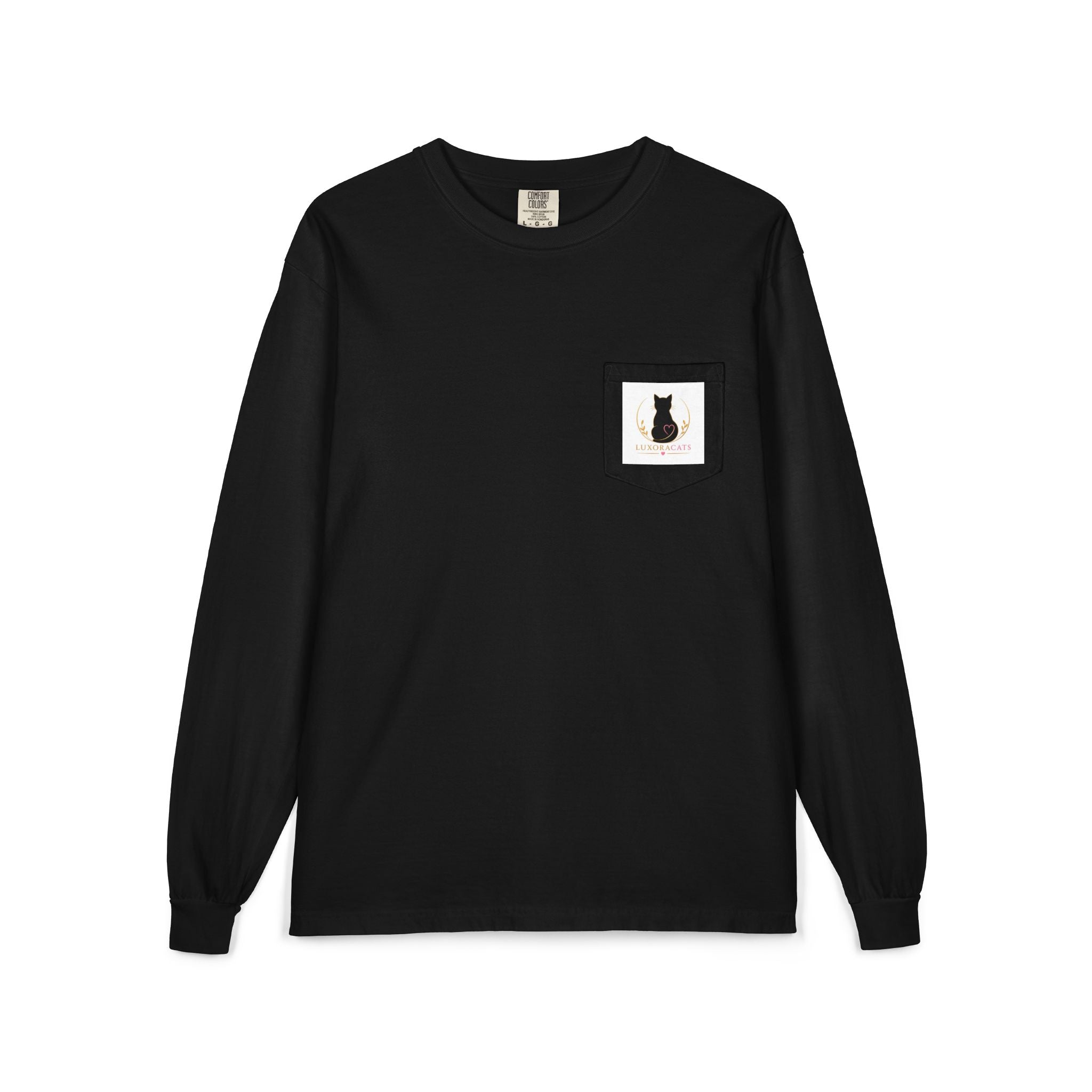 Cat Logo Pocket Long Sleeve Shirt — LuxoraCats Silhouette Tee