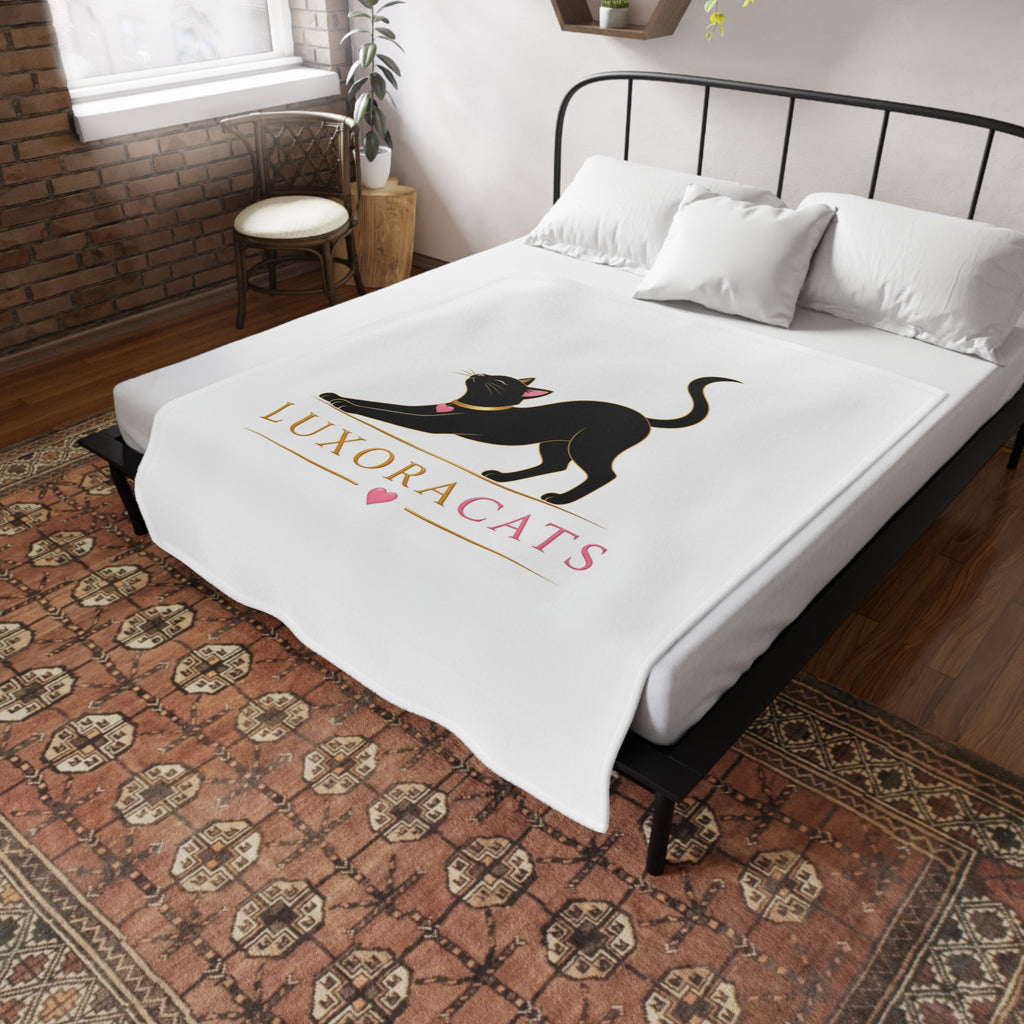Manta de Polar Suave — LuxoraCats Gato Negro Estirándose