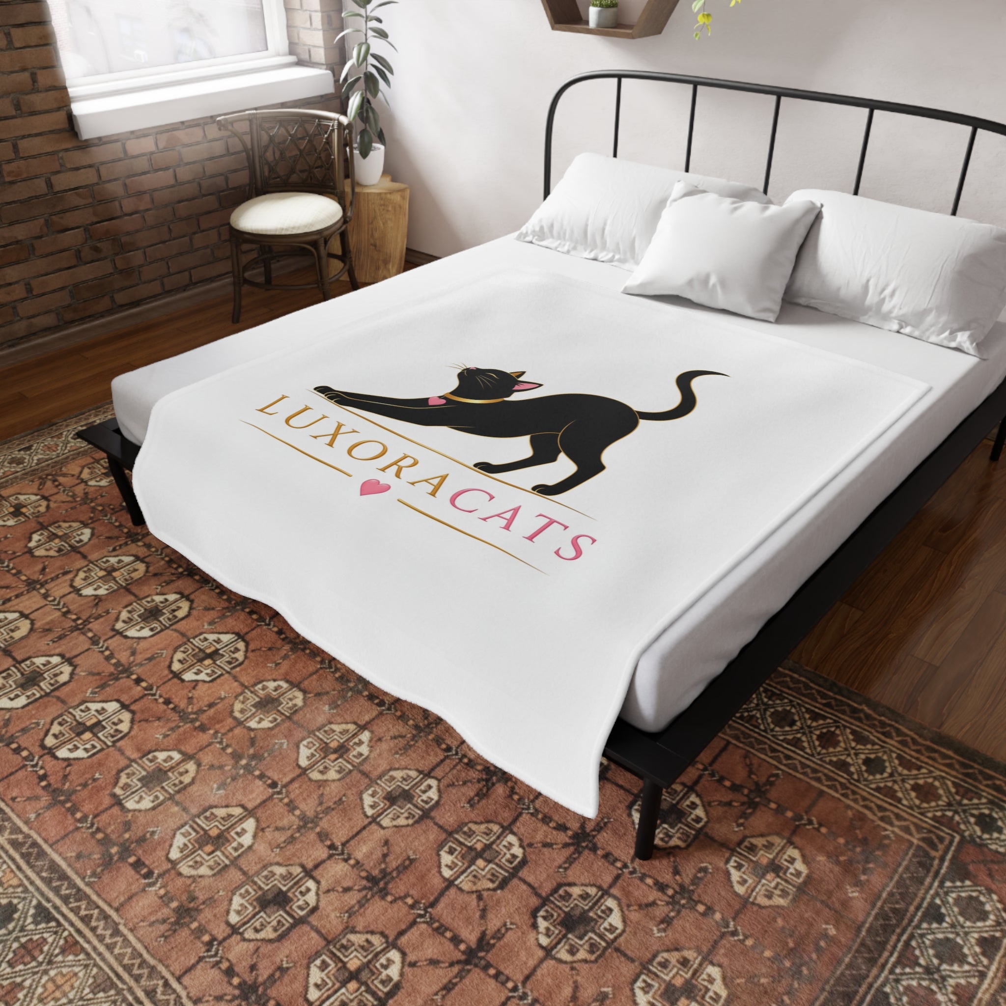 Manta de Polar Suave — LuxoraCats Gato Negro Estirándose