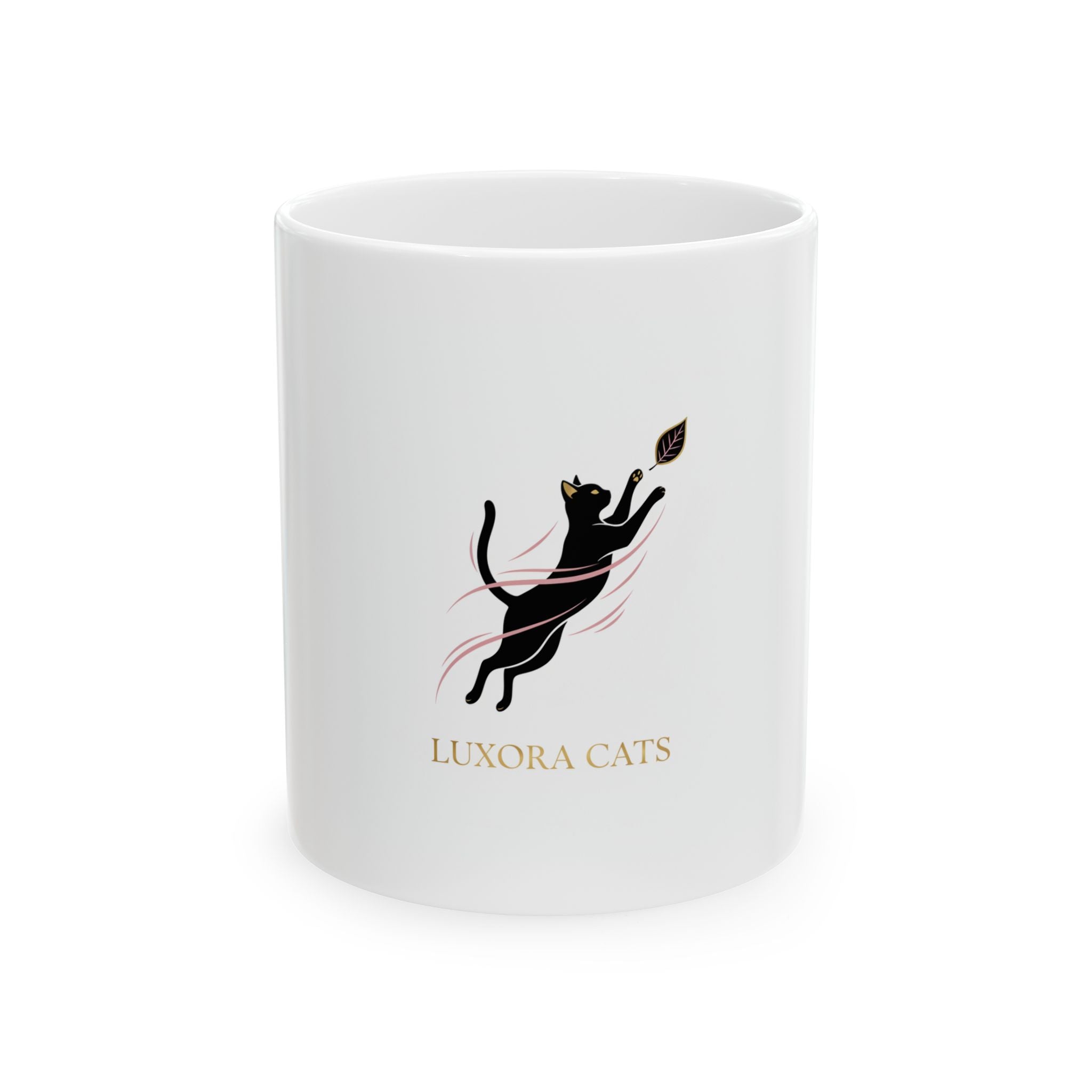 Luxora Cats Ceramic Mug — Elegant Black Cat Design (11oz & 15oz)