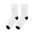 White Padded Crew Socks with Black Heel & Cat Silhouette — Cute Minimalist Crew Socks