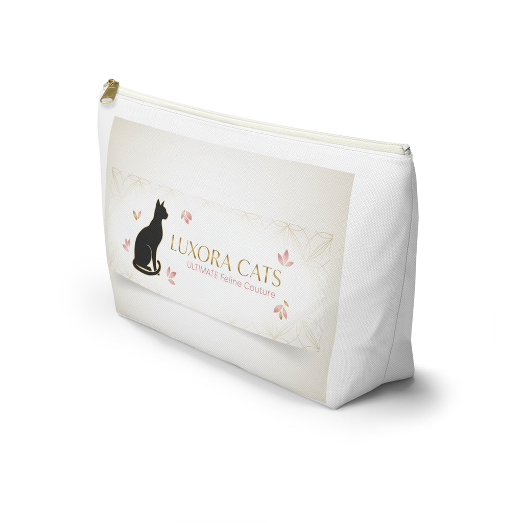 Luxora Cats Accessory Pouch — T‑Bottom Cosmetic Bag with Elegant Feline Logo