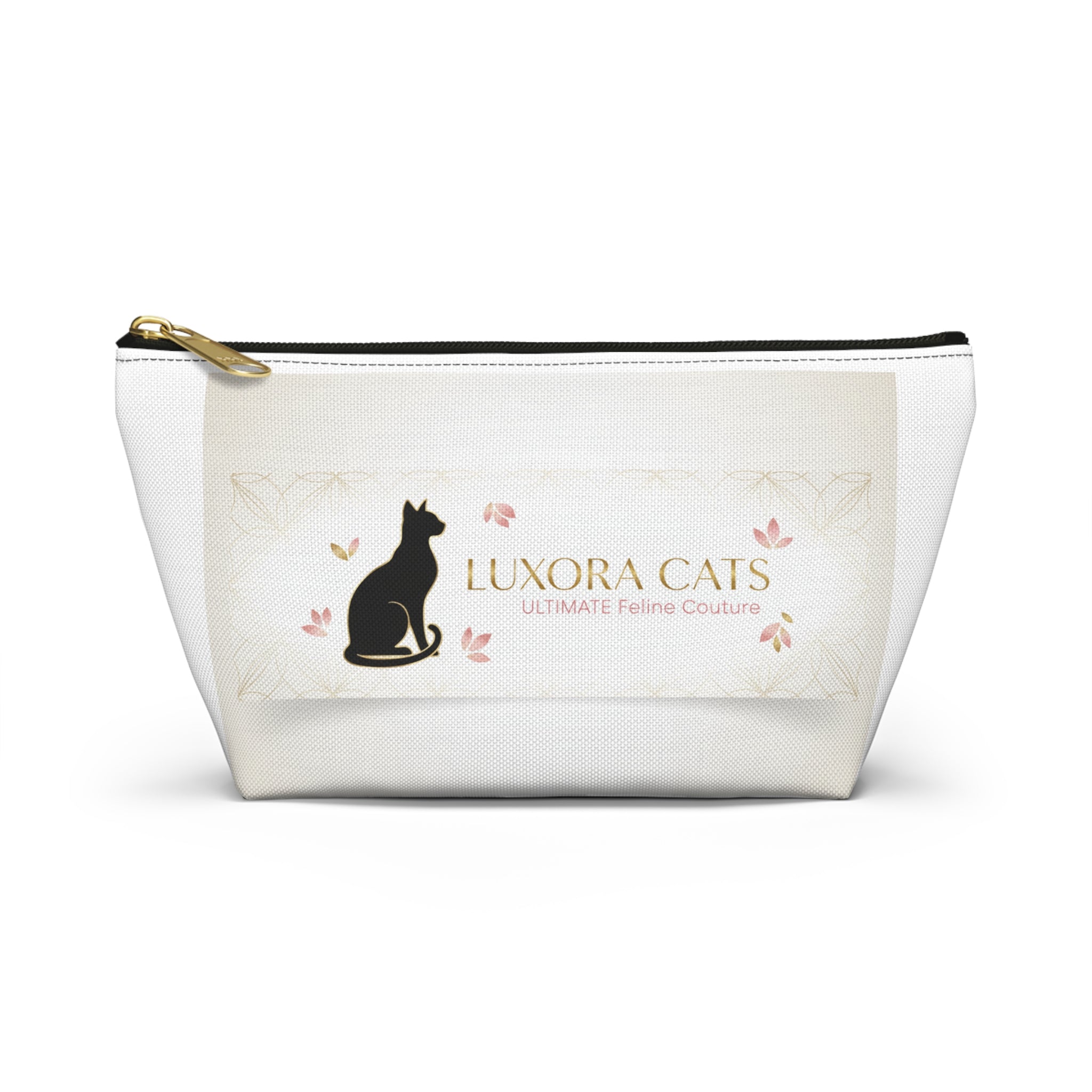 Luxora Cats Accessory Pouch — T‑Bottom Cosmetic Bag with Elegant Feline Logo