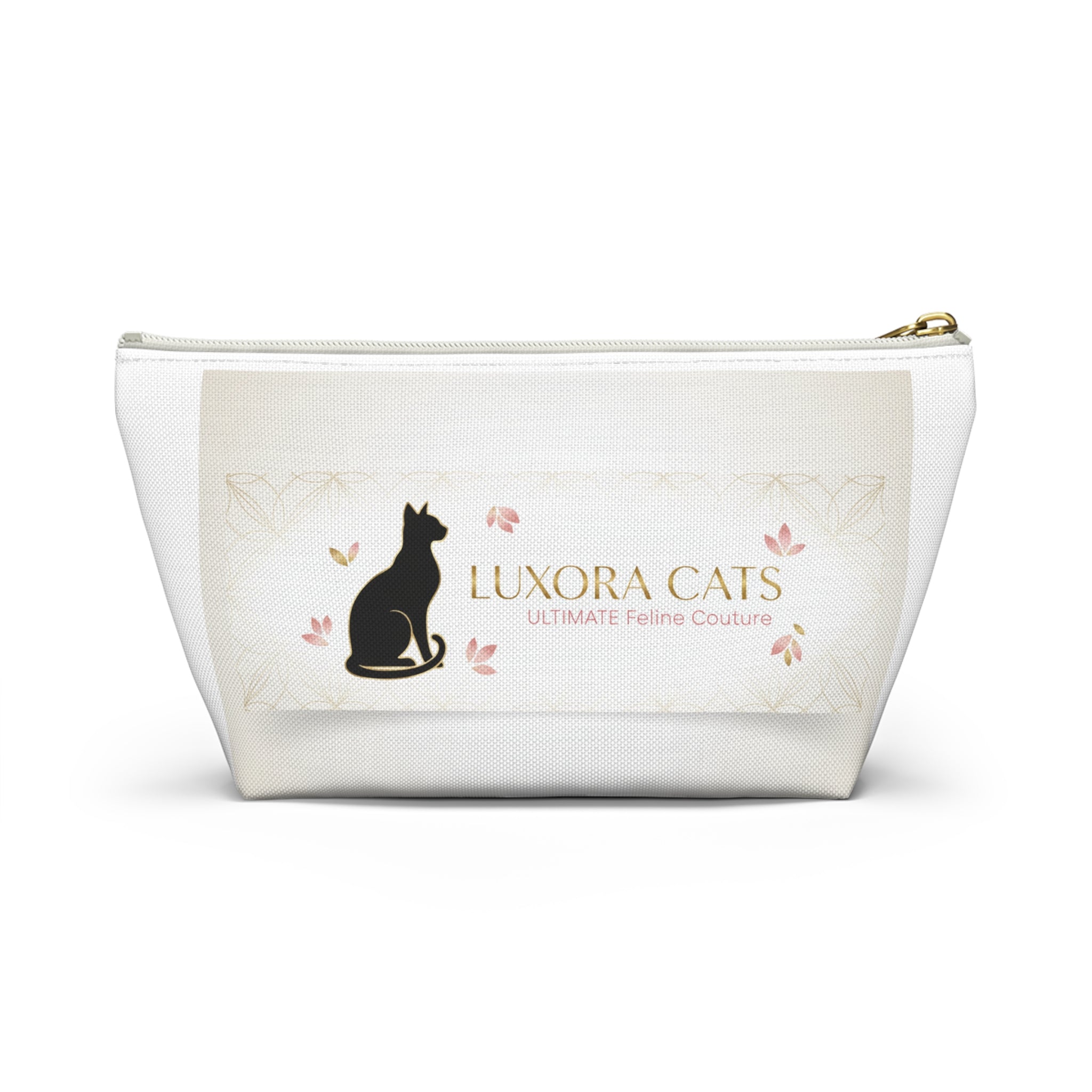 Luxora Cats Accessory Pouch — T‑Bottom Cosmetic Bag with Elegant Feline Logo