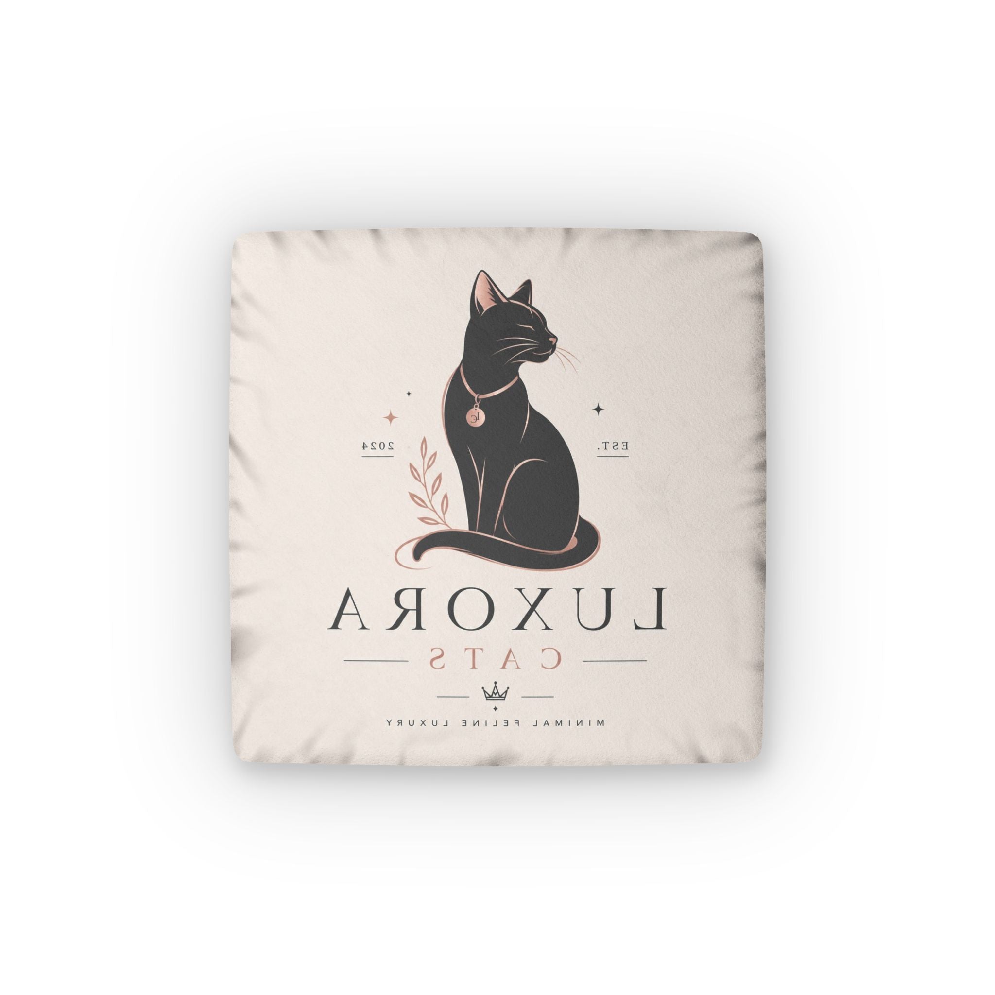Luxora Cats Square Pillow — Elegant Black Cat Decorative Throw Pillow