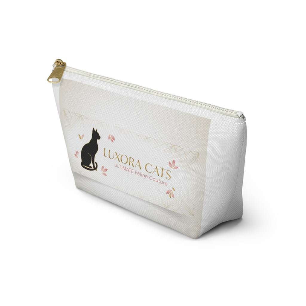 Luxora Cats Accessory Pouch — T‑Bottom Cosmetic Bag with Elegant Feline Logo