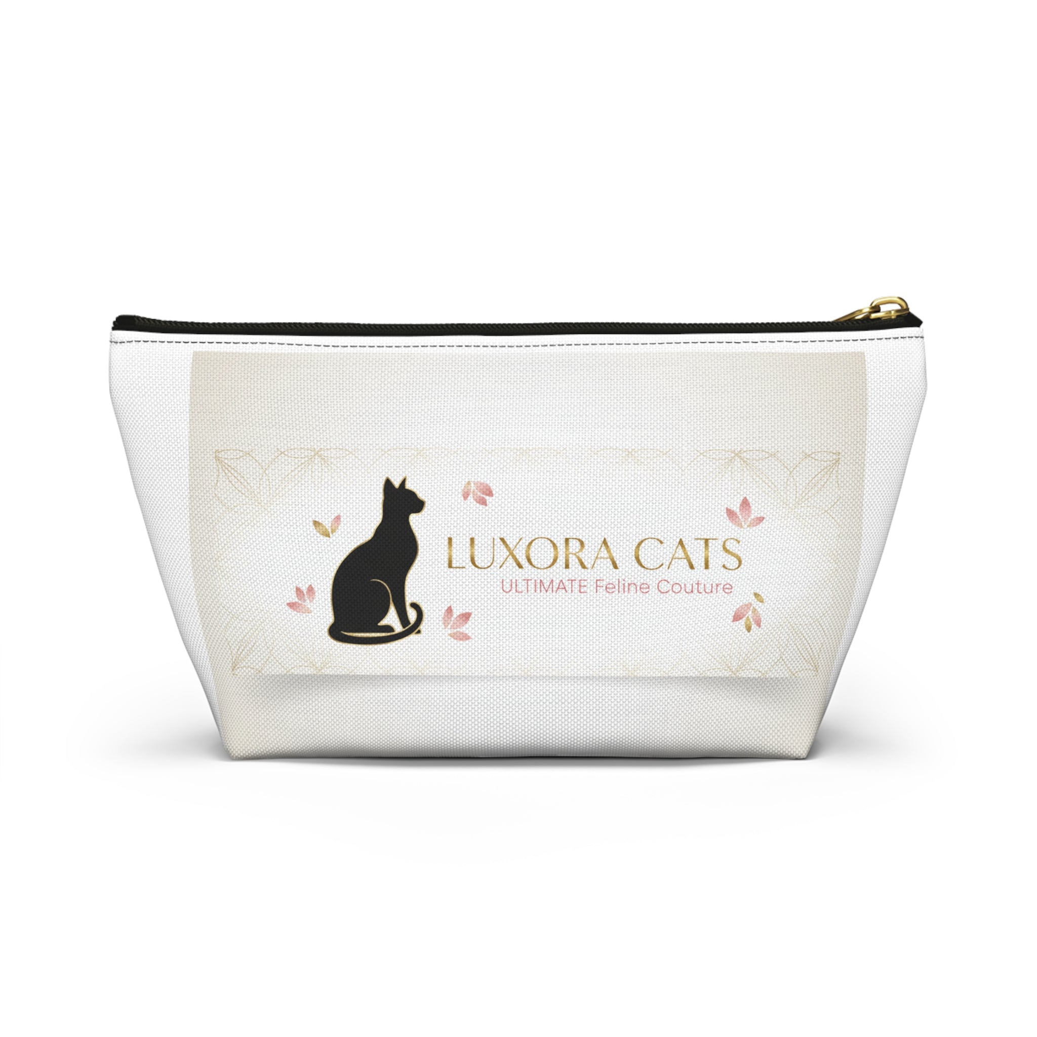 Luxora Cats Accessory Pouch — T‑Bottom Cosmetic Bag with Elegant Feline Logo