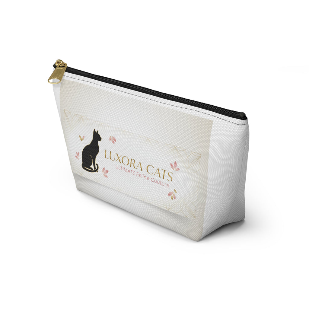 Luxora Cats Accessory Pouch — T‑Bottom Cosmetic Bag with Elegant Feline Logo