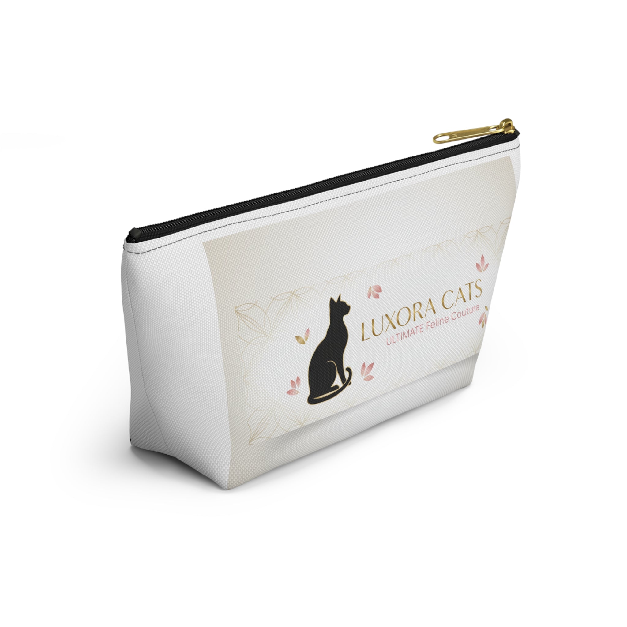 Luxora Cats Accessory Pouch — T‑Bottom Cosmetic Bag with Elegant Feline Logo