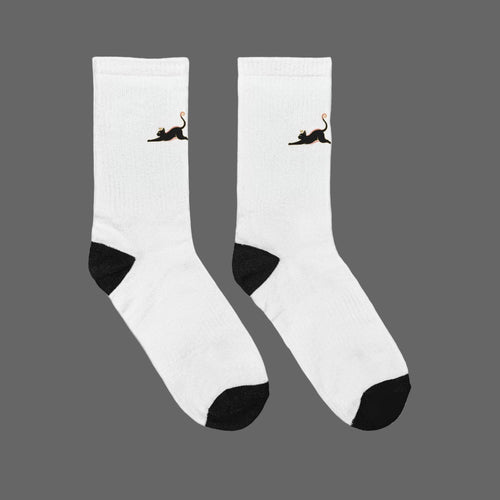 Calcetines Crew Minimalistas Gato Negro — Luxora Cats