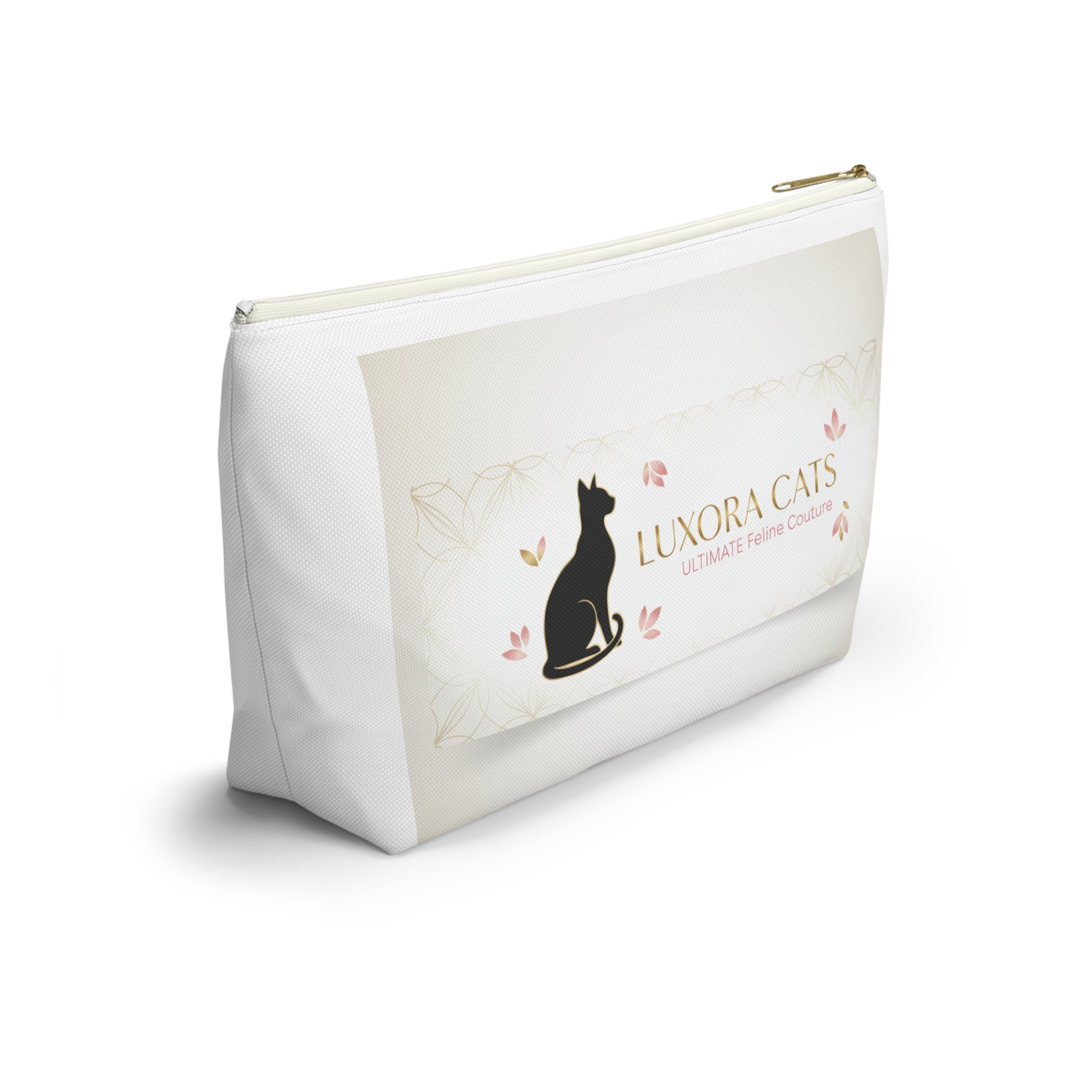 Luxora Cats Accessory Pouch — T‑Bottom Cosmetic Bag with Elegant Feline Logo