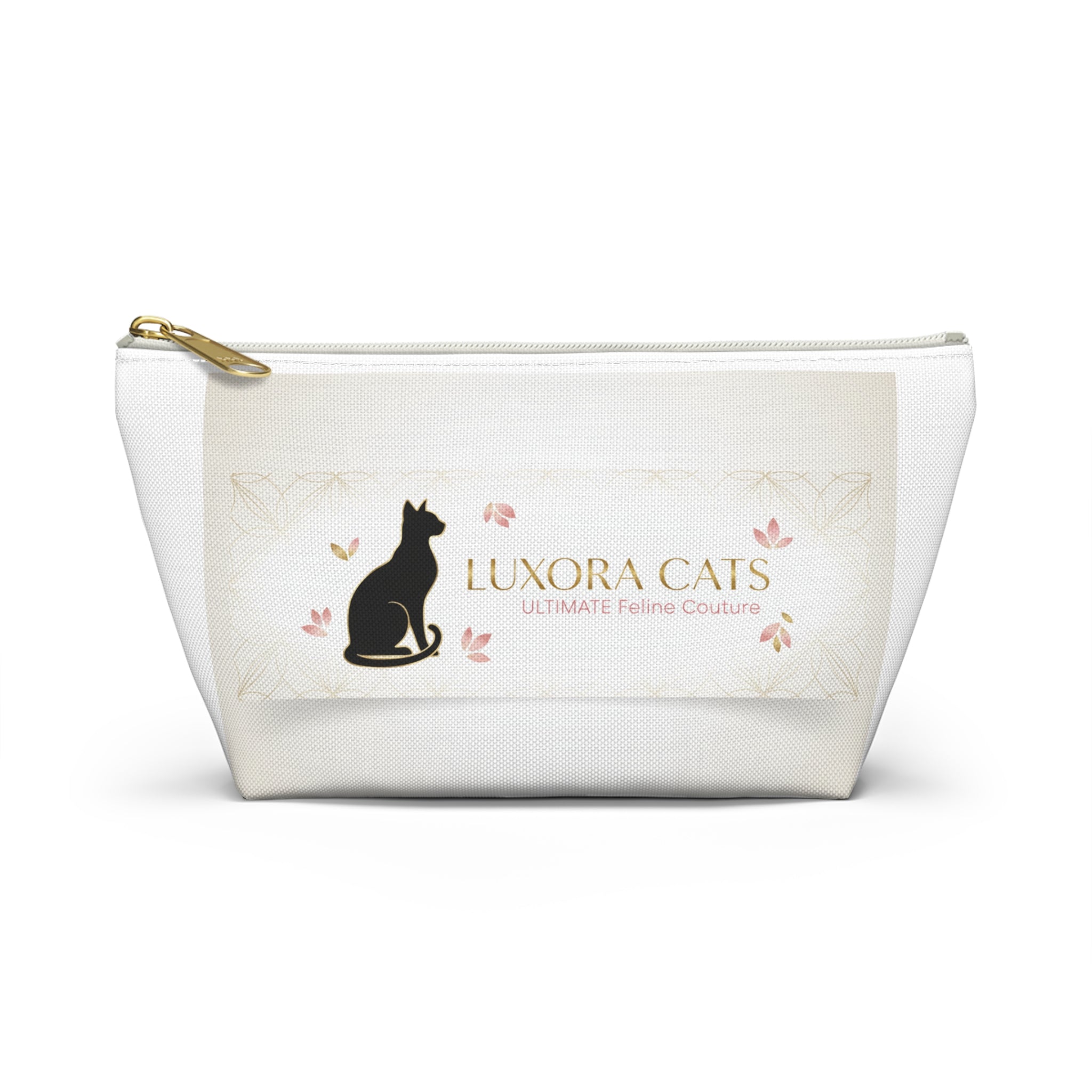 Luxora Cats Accessory Pouch — T‑Bottom Cosmetic Bag with Elegant Feline Logo