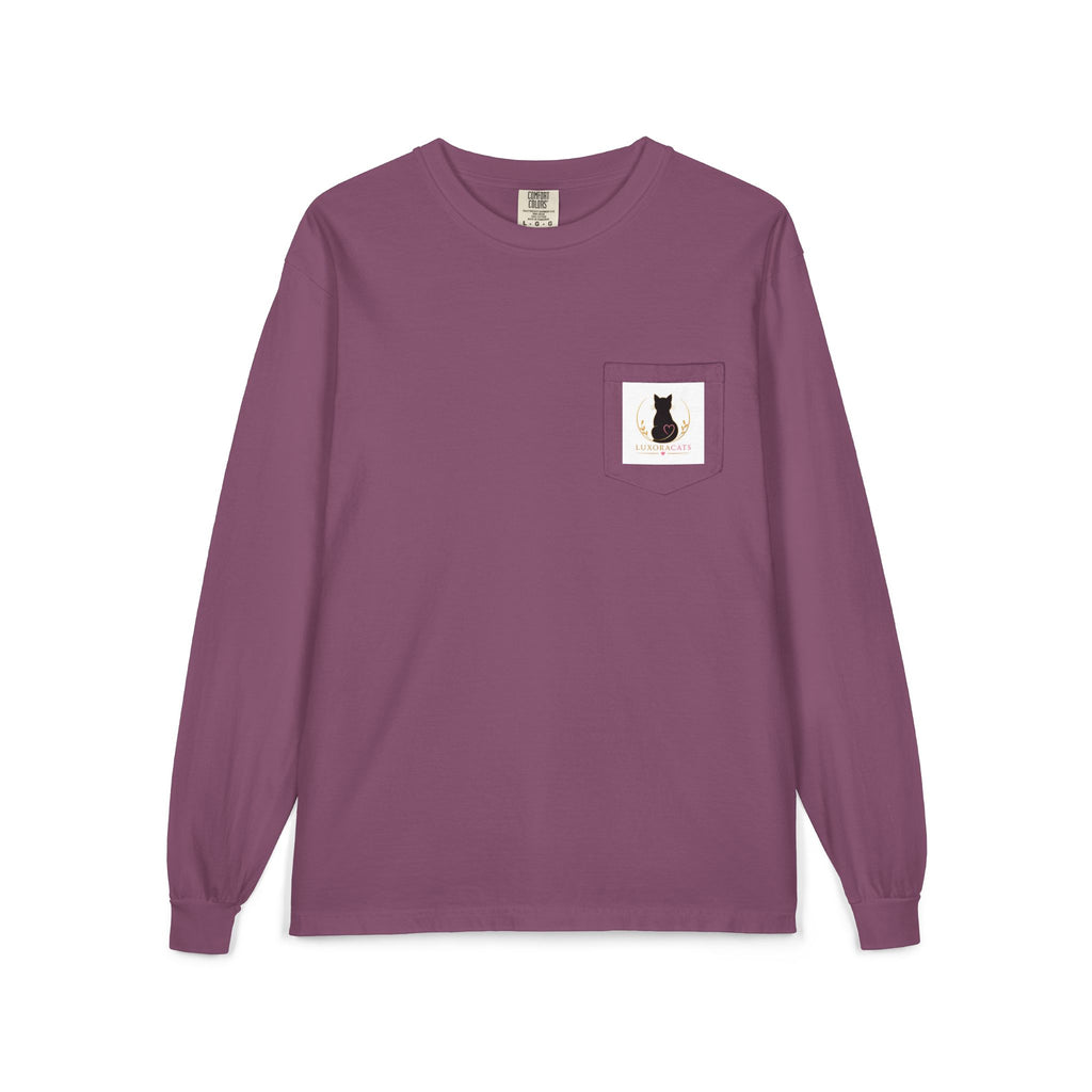 Cat Logo Pocket Long Sleeve Shirt — LuxoraCats Silhouette Tee