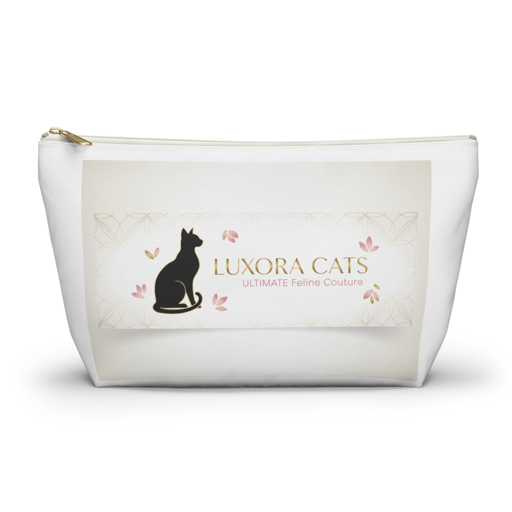 Luxora Cats Accessory Pouch — T‑Bottom Cosmetic Bag with Elegant Feline Logo