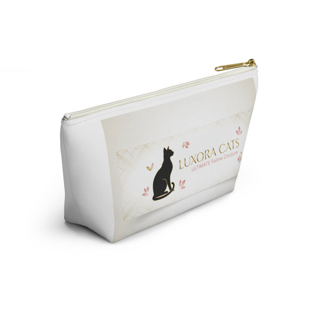Luxora Cats Accessory Pouch — T‑Bottom Cosmetic Bag with Elegant Feline Logo