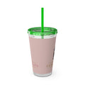 Vaso LuxoraCats Pink Sunsplash 16oz con Pitillo — Lindo Vaso de Viaje Gato Negro