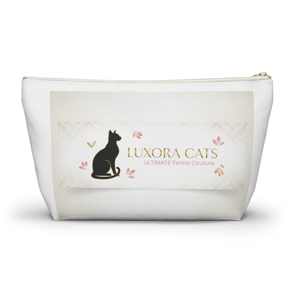 Luxora Cats Accessory Pouch — T‑Bottom Cosmetic Bag with Elegant Feline Logo