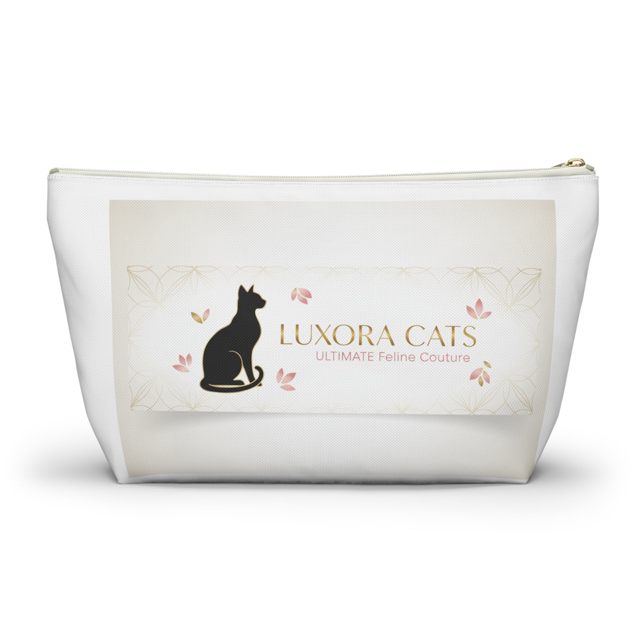 Luxora Cats Accessory Pouch — T‑Bottom Cosmetic Bag with Elegant Feline Logo