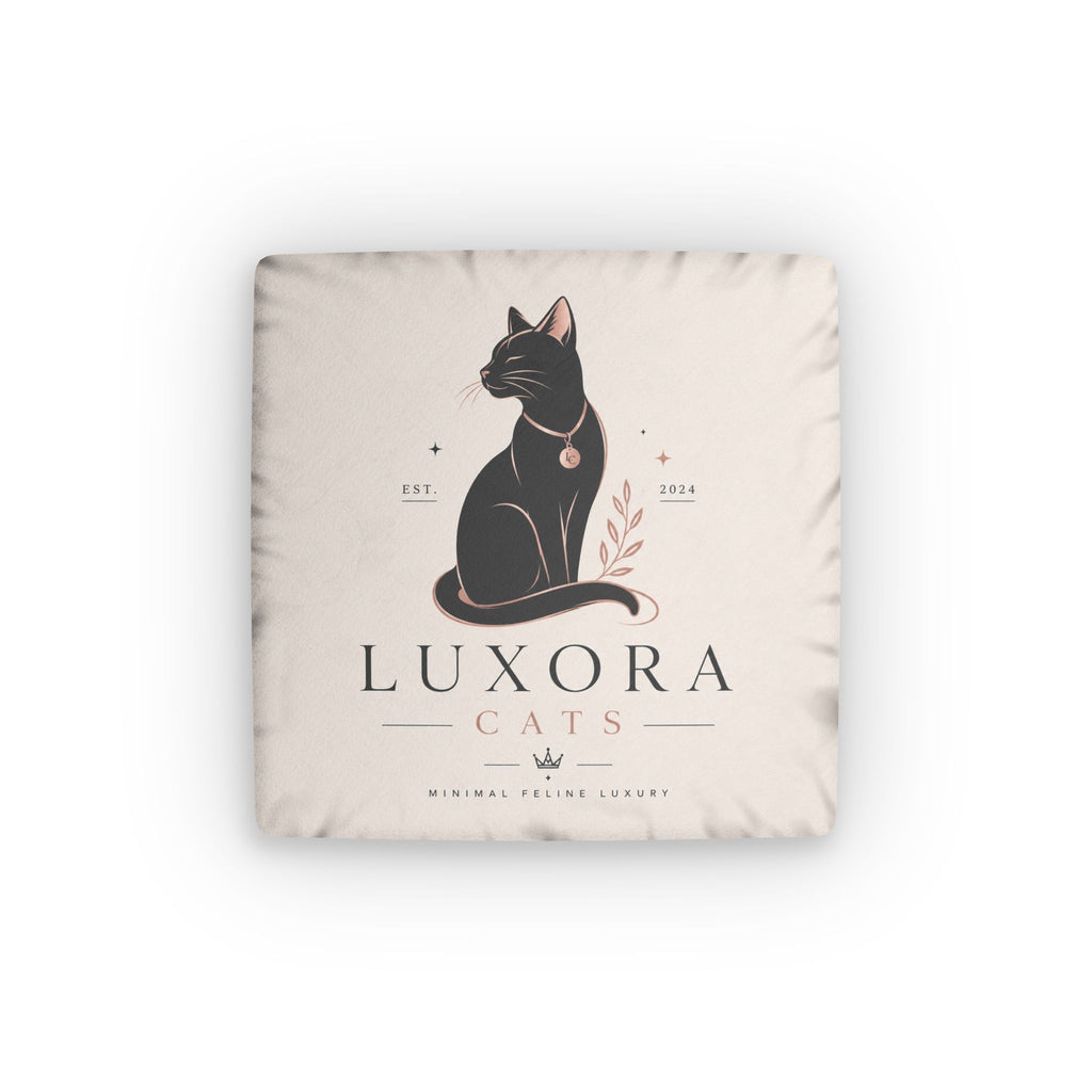Luxora Cats Square Pillow — Elegant Black Cat Decorative Throw Pillow