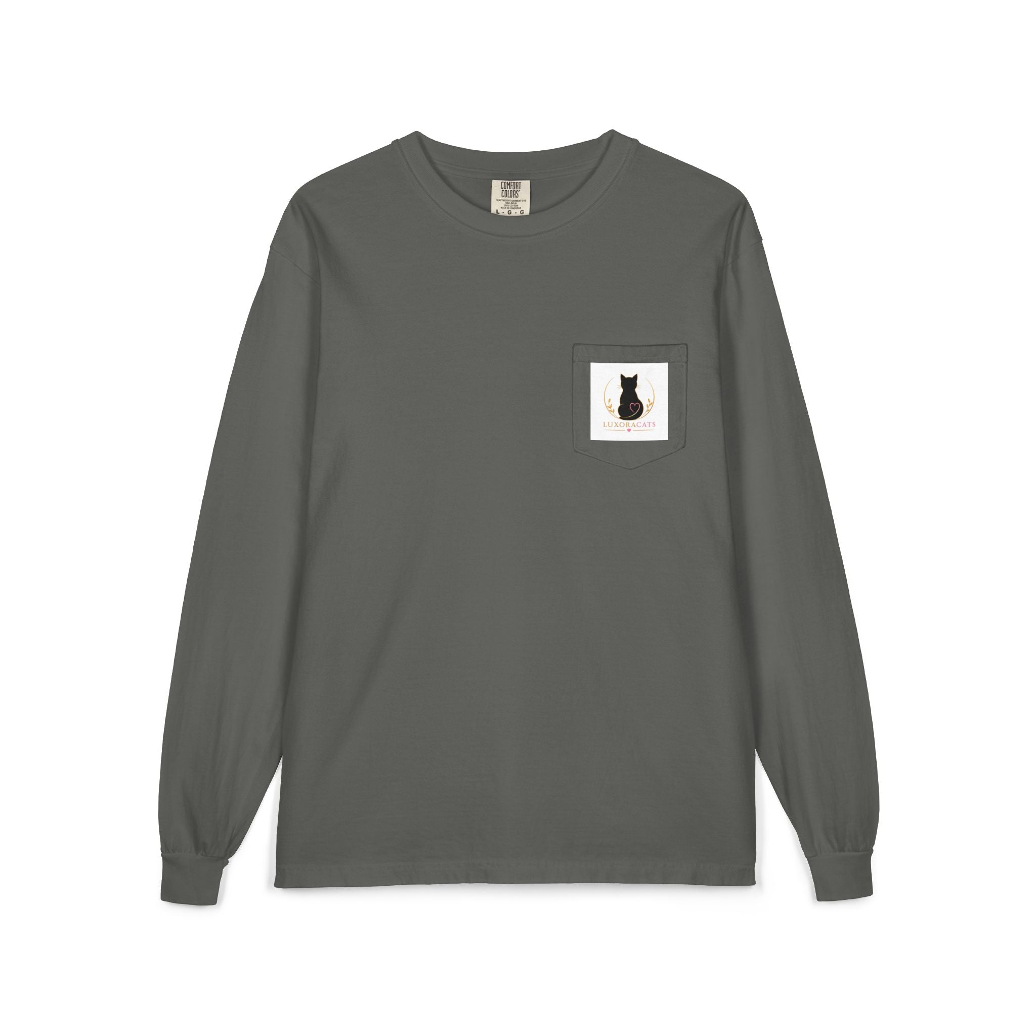 Cat Logo Pocket Long Sleeve Shirt — LuxoraCats Silhouette Tee